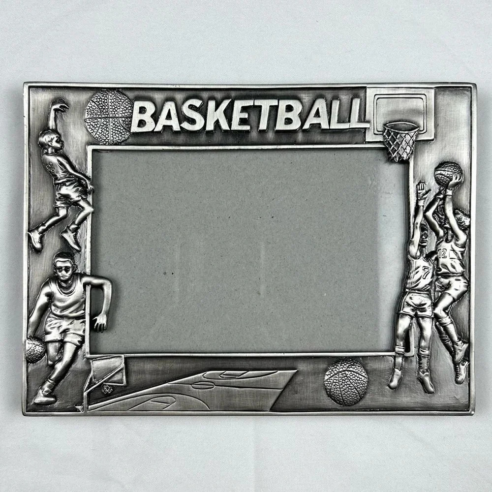 Vintage Pewter Basketball Picture Frame